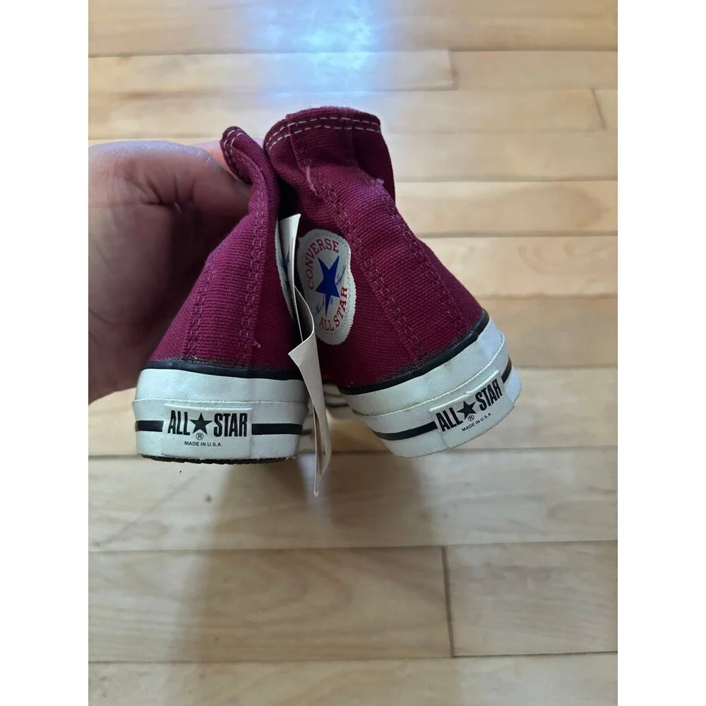 Vtg nwt Converse All Star Hi Top Sneakers Shoes burgundy red USA Made Youth 12